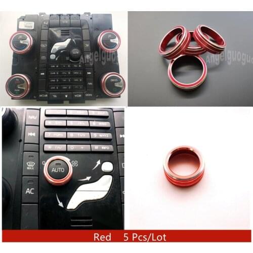 5 Pcs Aluminum alloy Car Air conditioning knob cover decorate Suitable Fit For Volvo S60 V60 XC60 S60 V40 XC90