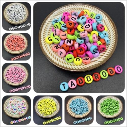 50pcs/Lot 10mm Oval Shape Acrylic Spaced Beads Letter Beads For Jewelry Making DIY Charms Bracelet Necklac