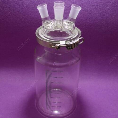5000mL 24/​40 4 Necks,​Glass Cylinder Reactor,5 Litre Flat Bottom Reaction Flask