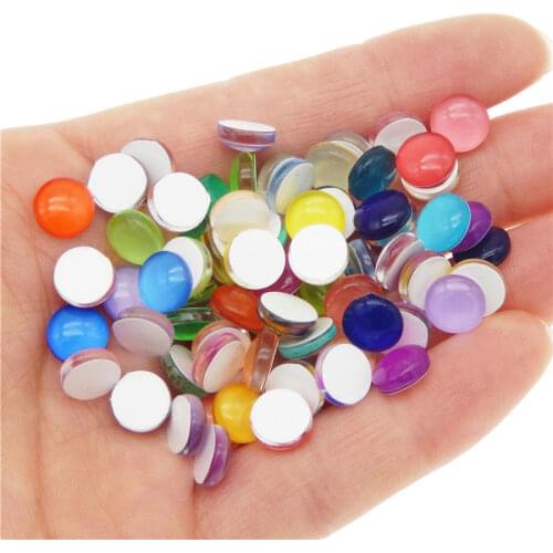 6-15mm Fashion Candy Color Round Glass Cabochon Mixed Color Flat back Cabochons Jewelry DIY Findings
