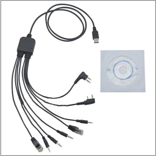 8 in 1 Computer USB Programming Cable for Kenwood Baofeng Motorola Yaesu for Icom Handy Walkie Talkie Car Radio CD Software