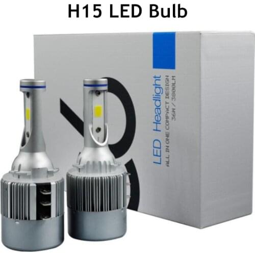 2 ampoules Car H15 LED Bulb Headligh 50W 5000LM Wireless Car Headlight Lamp 12V Conversion Driving Light White For VW Audi BMW