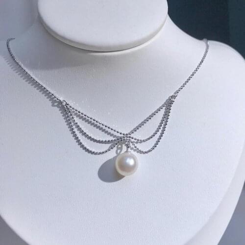 Beautiful 925 Sterling Silver Necklace Findings Jewelry Base Settings Mountings Parts for Akoya Edison Pearls, Coral, Jade