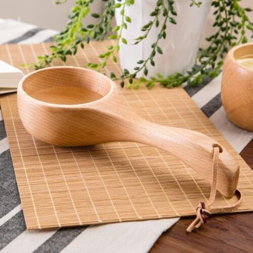 Japan style Big Wooden Tablespoon Eco-Friendly Dumpling Rice Spoon Water Soup Scoop Tableware