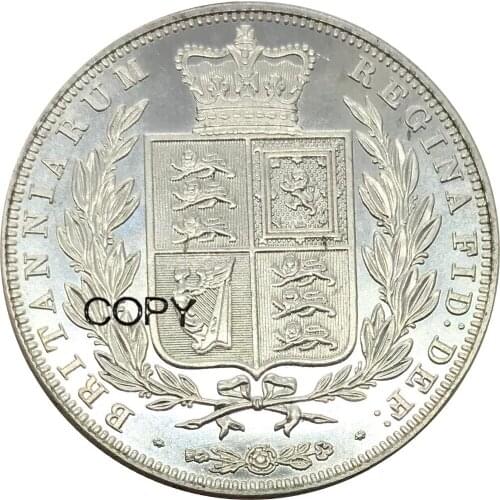 Great Britain 1/2 Crown Victoria 1846 Cupronickel Plated Silver Copy Coins