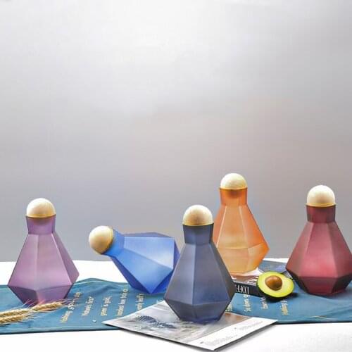 Colorful Water Jug Glass Kettle Cups Frosting Hexagonal Pot Drinking Ware Home Cold Glass Water Jar 5 Colors Free Shipping