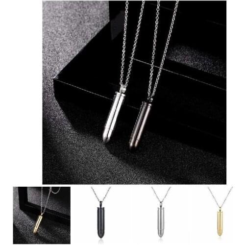 Droppshiping Men Bullet Shape Cylinder Pendant Necklace Stainless Steel Screw off Necklaces d88