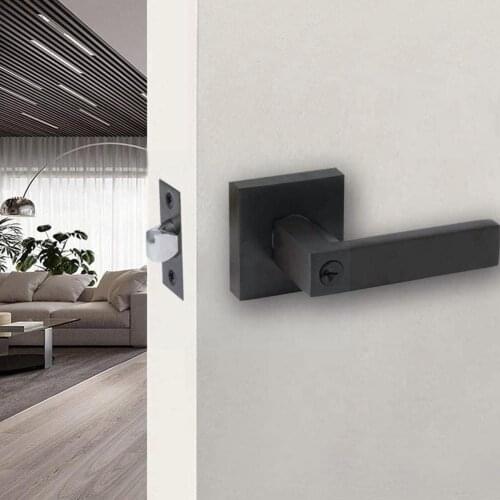 Door Handle Lock For Interior Doors with Lock Cylinder/Latch Duty Door Handles Set Accessories Security Heavy Lock B2W4