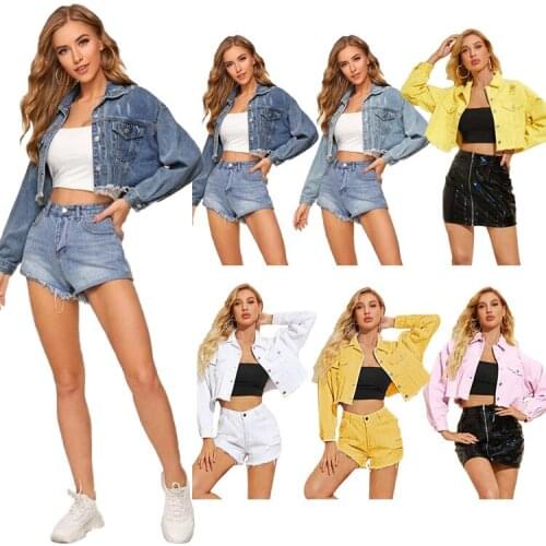 Denim fringed short jacket womens autumn ripped retro casual jacket womens 2021 streetwear jacket womens nine-point jeans jac