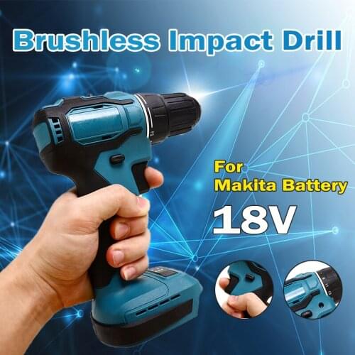 18V 90Nm Electric Cordless Brushless Impact Drill Hammer Drill Screwdriver DIY Power Tool Rechargable For Makita Battery