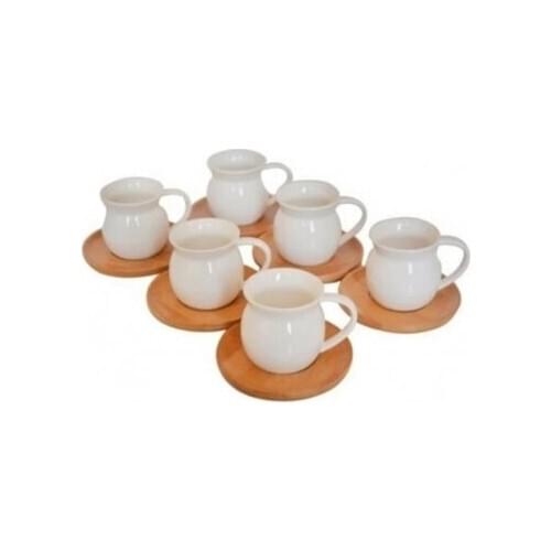 Heart Bamboo Dish Porcelain 12 Piece Navel White Coffee Cup Suit