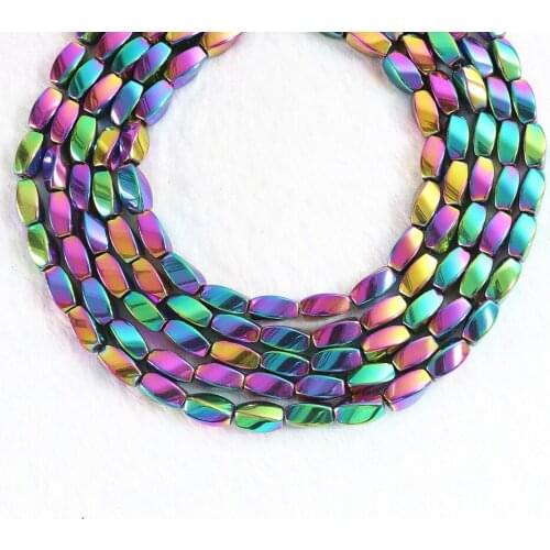 HOT Multicolored hematite stone 5X7mm 6X12mm twist shape beads loose Beads 15 inches B184