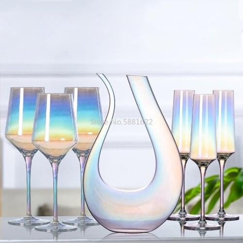 Crystal glass rainbow red wine glass goblet home drinkware creative U-shaped decanter wine glass chanpagne cup drinking utensils