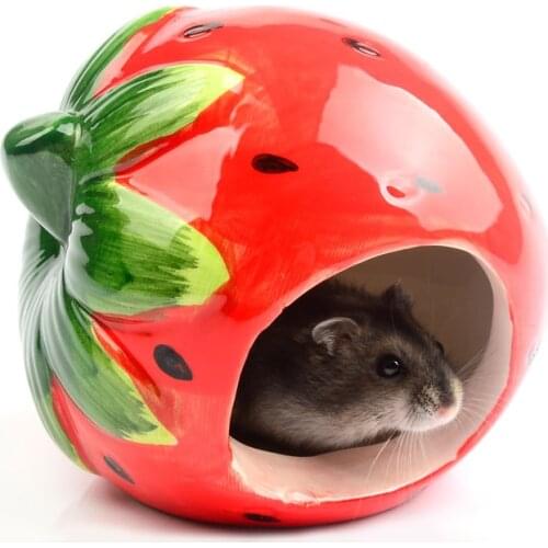 Ceramic Hamster Bed Houses Cartoon Watermelon Shape Small Pet Animals Habitat Cage House Summer Cool Hamster Hideout Nest