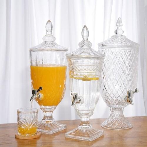 Commercial Juice Kettle Glass Beverage Bottle Beer Bucket with Faucet Cold Water DIY Beverage Jug Water Bottle