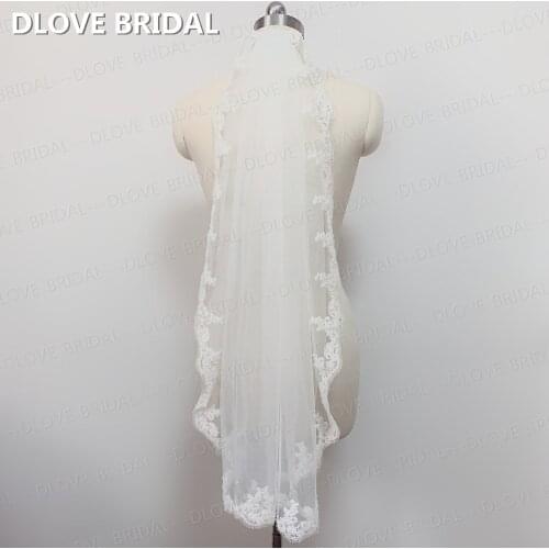 Short Lace Wedding Veil with Comb Delicate Pearl Beaded Bridal Hair Accessory White Ivory Tulle