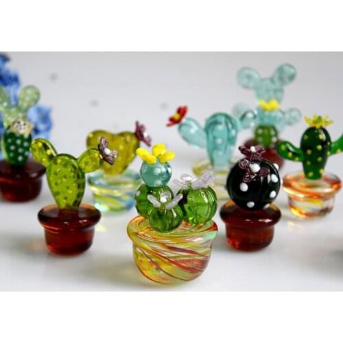 Handmade cute mini fake plant flower cactus glass Ornaments decoration accessories for gift