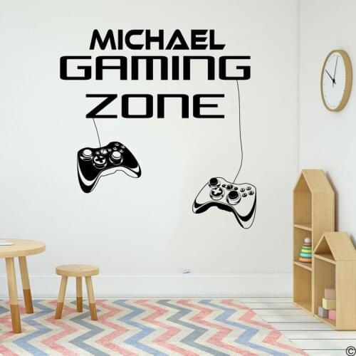 Custom Name Gaming Zone Wall Sticker Playroom Bedroom Video Game Controller Xbox Ps Wall Decal Gamer Vinyl Home Decor