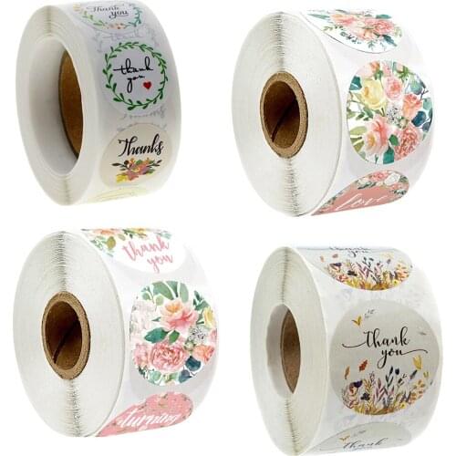 25mm Thank You Stickers Floral Gift Sealing Stickers Colorful Diary Scrapbooking Labels Festival Birthday Party Gift Decoration