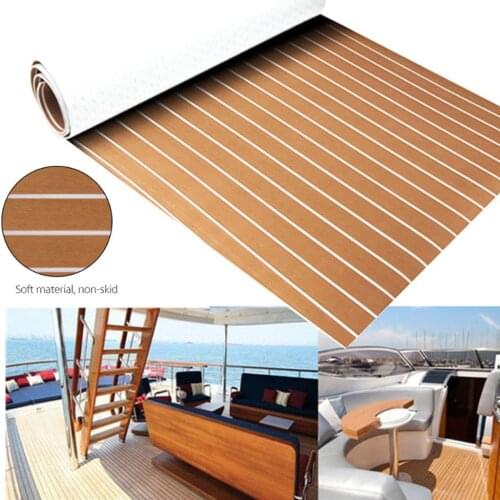 1 Piece Self Adhesive Teak Sheet Decking EVA Foam Marine Flooring Faux Boat Decking Sheet Accessories Marine 2400x600x6mm Brown