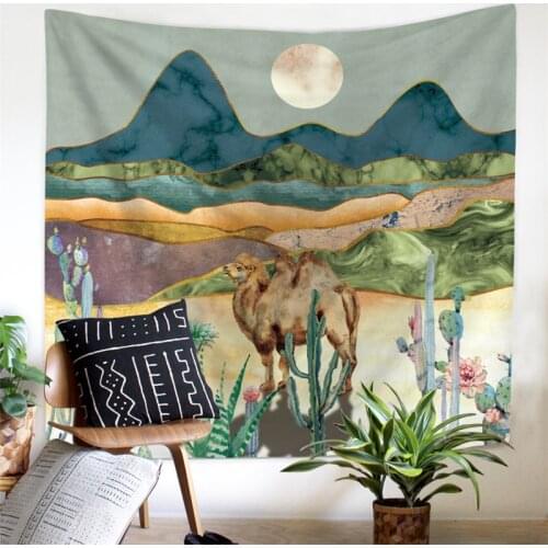 Moon Cactus Wall Tapestry Home Decorations Tapisserie Wall Hanging Decor Dorm Living Room Bedroom Hippie Boho Square Tapestries
