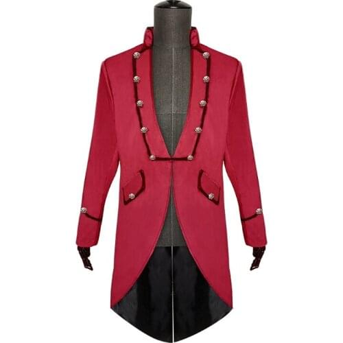 2021 New Halloween Carnival Gothic Coat for Men Medieval Cosplay Mens Party Tuxedo Punk Adult Clothing Middle Ages Costumes