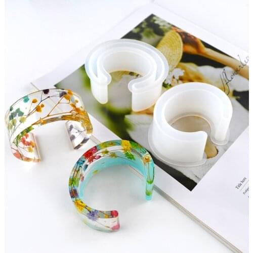 Newly Updated Clear Silicone Egg Shaped Bracelet Mould For Epoxy Resin Real Flower DIY Mold Open Design Bangle Mould resin molds