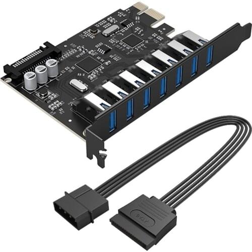 ORICO USB 3.0 7 Port PCI-E Expansion Card Motherboard 15Pin SATA Connector Power Cable PCIE Riser Adapter Card