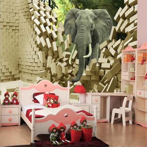Beibehang Custom wallpaper 3D stereo elephant large murals cartoon childrens theme room background wallpaper papel de parede
