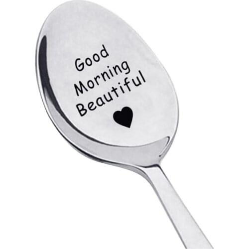 Portable Soup Spoon Reusable Design Letter Dinnerware Stainless Steel Creative Durable Tableware Kitchen Restaurant Wholesale