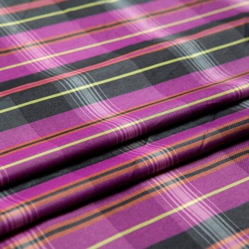 Yarn-dyed purple check/plaid/striped pattern pure silk dupion fabric, sewing for dress, skirt, blouse, pillow, craft by the yard