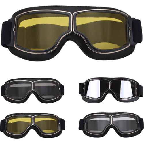 Retro Motorcycle Goggles Glasses Vintage Motorcycle Goggles Outdoor Sports Leather for Harley Aviator Glasses Sunglasses