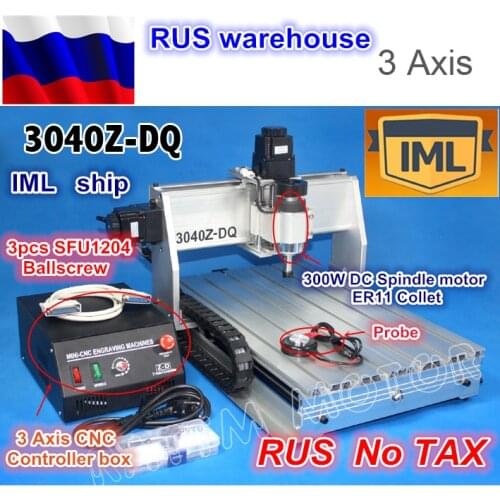 RU ship Desktop 3 Axis CNC 3040Z-DQ 300W Spindle Ballscrew CNC ROUTER ENGRAVER/ENGRAVING DRILLING Milling Machine 220V/110V