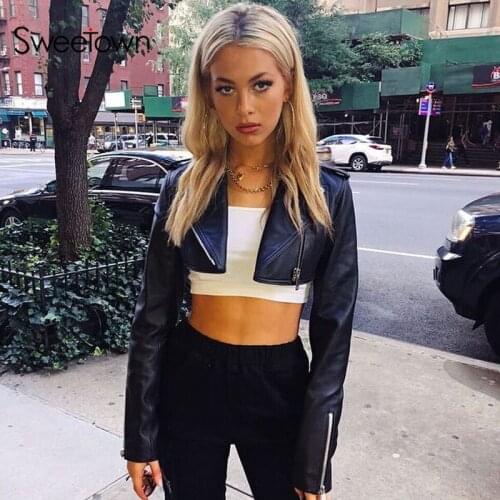 Sweetown Women's Black Bomber Jackets