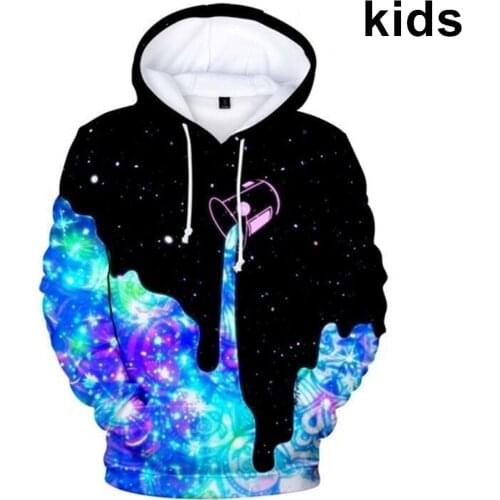 3 To 14 Years Kids Hoodies Black Pouring Milk Starry Paint Bucket 3D Sweatshirt Boys Girls Tie dyed Printed Jacket Teen Clothes