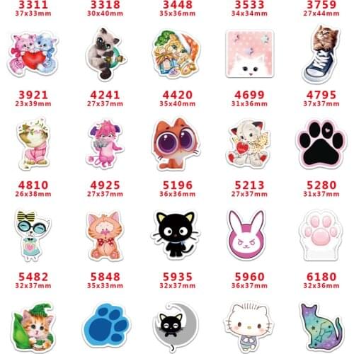 DIY Craft Supplies Sewing Accessories Cartoon Cat Printed Planar Resins Mold 30 Pieces. PR-3311