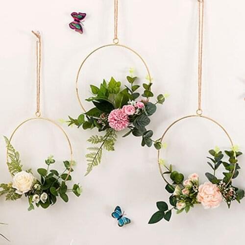 Creative Metal Round Ring Wreath Accessories Wedding Bride Baby Shower Floral Garland Hoop for Wedding Decoration Supplies 10pcs