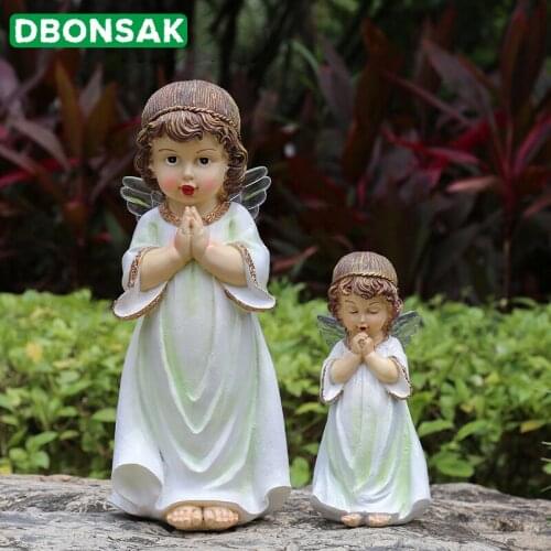 Praying Angel Girl Decoration Little Angel Doll Decoration Resin Angel Sculpture Home Garden Balcony Kindergarten Decoration