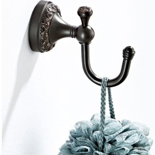 Towel Rack Pendant Retro Bathroom Brass Black Antique Ring Black Round Wall-mounted Shelf Bathroom Hardware Black Towels