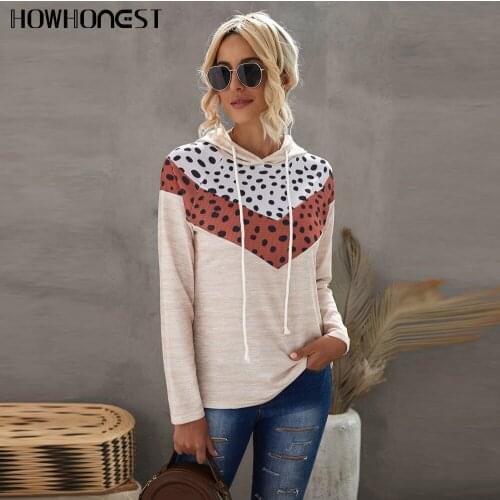 Za Womens Hoodie Autumn Oversized Polka Dot Print Hooded Sweatshirt Loose Long Sleeve Pulovers Tops Blouses Sweatshirt Female