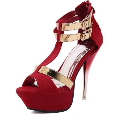 Fashion 2020 Summer Womens Sandals Silk Buckle Strap Thin High Heels Peep Toe Metal decoration waterproof Party women shoes