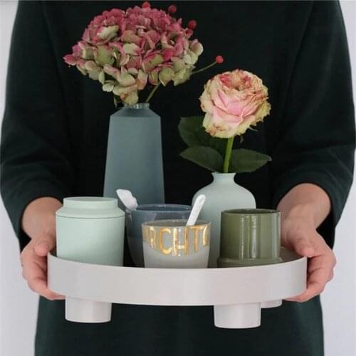 Ins Nordic Plastic Round Storage Tray Tableware White Ring Tray Decorative Jewelry Desktop Wedding Kitchen Serving Tray