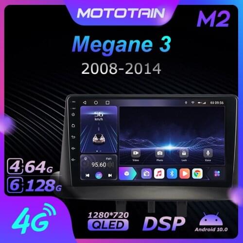 1280*720 Android 10.0 Mototain Car Multimedia Auto Radio for Renault Megane 3 2008 - 2014 4G LTE Audio GPS Player 8 Core 128G
