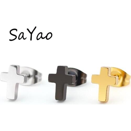 2Piece 2017 Stainless Steel Stud Earring Cross Earrings Tragus Ear Piercing Cute Punk Crosses Rock Earrings Men Women Gift