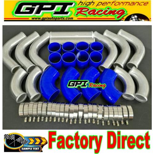 3" INCH 76mm 12 PCS Aluminum Universal Intercooler Turbo Piping pipe Kit +red hose kit
