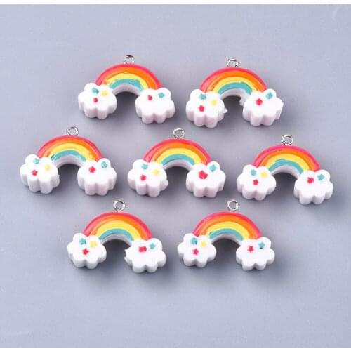 5pcs Colorful Rainbow Resin Pendants Charms for DIY Jewelry Making Necklace Earrings Crafts Accessories Supplies