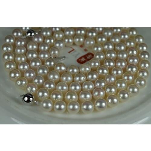 AA AKOYA sea Pearl , Perfect Round , lustre, smooth, 7-7.5 mm, 43cm. Pearl007, Christmas gift