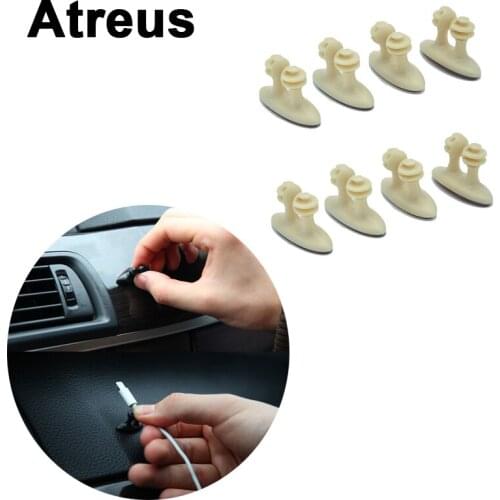 Atreus 8pcs For Mercedes benz W204 W203 W211 AMG Mini cooper Skoda octavia a5 Car Tidy Charging Cable Wire Clip Holder Stickers