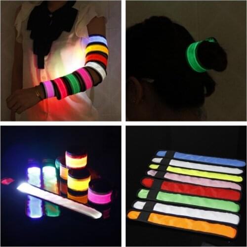 Children Adult LED Flashing Armband Ring Wristband Light Up Bracelet Bar Clap Circle Luminous Party Birthday Decor Night Run