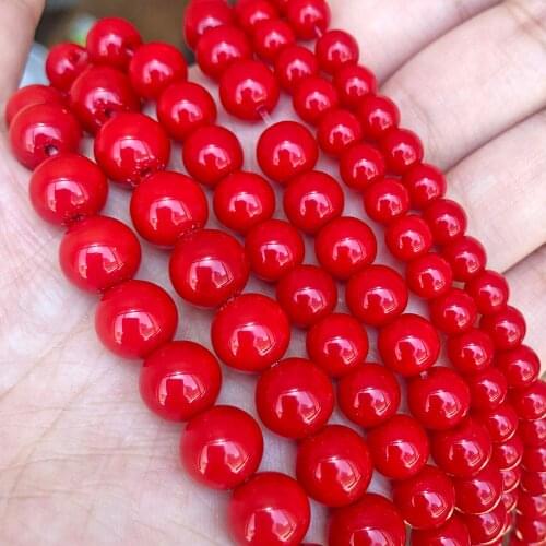 Natural Red Coral Jade Stone Beads 4/6/8/10/12mm Round Loose Spacer Beads For Diy Bracelet Necklace Jewelry Making Findings